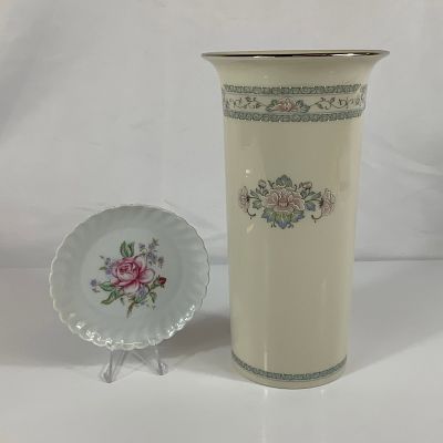 Two Porcelain Items Including a Lenox Charleston Vase and a Limoges Ring Dish. This lot consists 