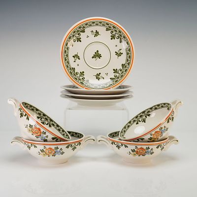A Set of Villeroy and Boch Alt Amsterdam Vitro-Porcelain Cream Soup Bowls and Saucers. This 8pc 