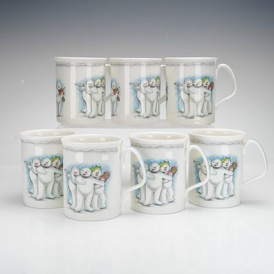 7pc Royal Doulton Bone China Mugs, Snowman Band. A set of seven Royal Doulton bone china mugs 