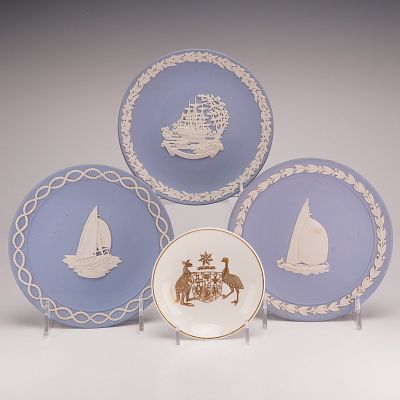 4pc Wedgwood Jasperware and Bone China Australian Commemorative Plates. This collection includes 