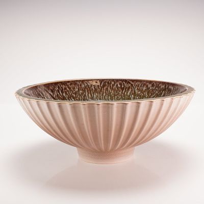 Wedgwood Norman Wilson Fluted Bowl. This studio-style ceramic bowl was designed by Norman Wilson 