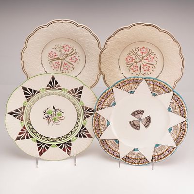 4pc Wedgwood Earthenware Plates. This set of four glazed earthenware creamware plates was 