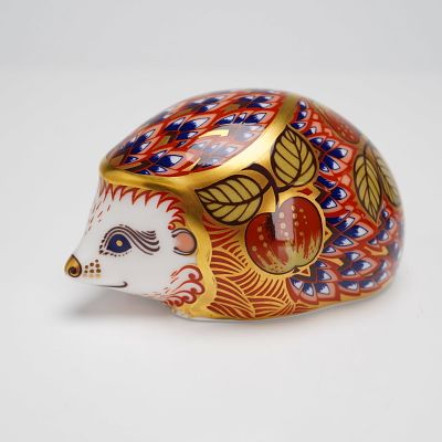 Royal Crown Derby Orchard Hedgehog Paperweight. This Royal Crown Derby English bone china 