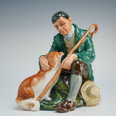 Royal Doulton Figurine, Master HN 2325. The figure depicts an elderly man seated on a fallen log 