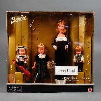 Mattel Barbie Evening Recital Gift Set with Kelly, Stacie, and Tommy, 11.5 inches. Manufactured 
