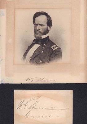 General William Tecumseh Sherman Signed Portrait and Personal Calling Card. This lot consists of 