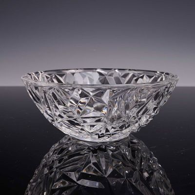 Tiffany & Co. Rock Cut Crystal Bowl. The circular vessel features a modern geometric design with 