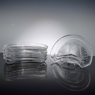 Val Saint Lambert Radial Cut Crystal Crescent Salad Plates. This set of six Val Saint Lambert 
