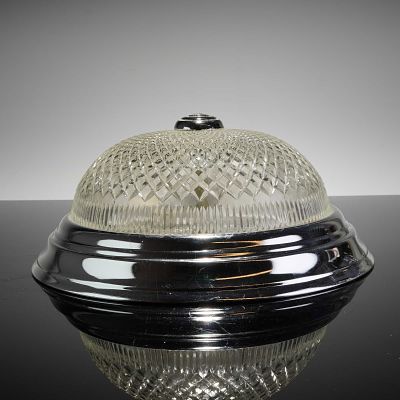Waterford Crystal Dome Ceiling Light Fixture. Features a polished chrome-plated metal housing 