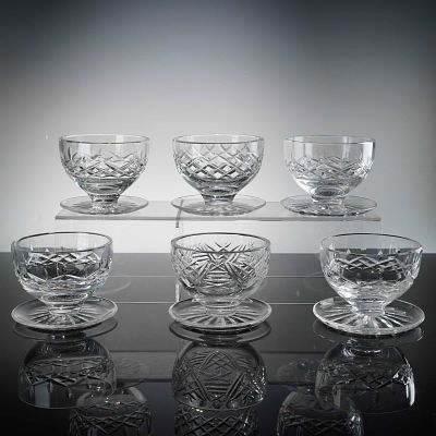 Waterford Crystal Lismore and Clare Footed Dessert Bowls and Underplates. A set of footed 