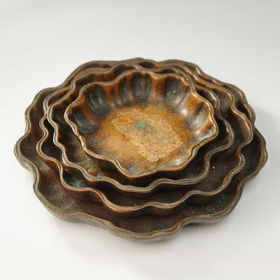 4pc Tiffany Studios Bronze Nesting Nut Bowls. This set of four graduated nesting dishes is 