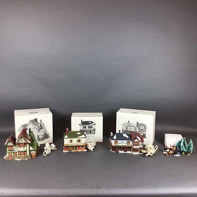 Four Piece Department 56 Dickens Village Series Porcelain Buildings and Accessories. This 