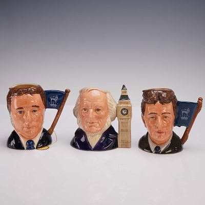 3pc Royal Doulton Small Character Jugs. Set of three porcelain Royal Doulton small character 