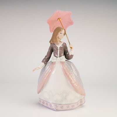 Lladro Porcelain Figurine, Angela 1005211. Portrays a young woman in Victorian-inspired attire 