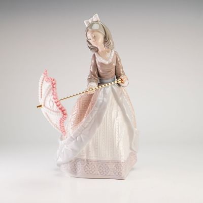 Lladro Porcelain Figurine, Jolie 1005210. The figurine depicts a young woman in 19th-century 