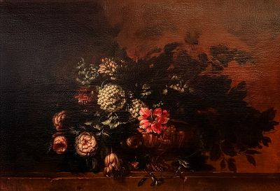 After Andrea Scacciati, Baroque Oil Painting on Canvas, Still-Life Flowers. An exquisite 18th 