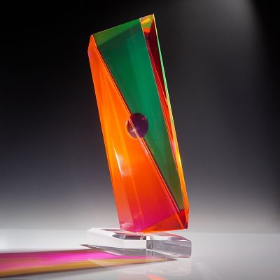 Shlomi Haziza Prismatic Multi-Color Acrylic Sculpture. This contemporary acrylic sculpture is a 