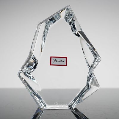 Baccarat France Crystal Iceberg Sculpture with Original Box. This is a modern, abstract clear 