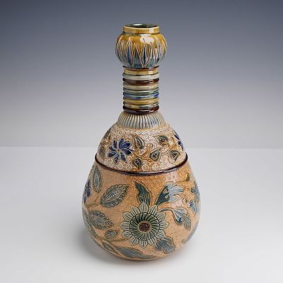 Doulton Lambeth Salt Glazed Stoneware Aesthetic Movement Floral Vase 1878. A Doulton Lambeth 