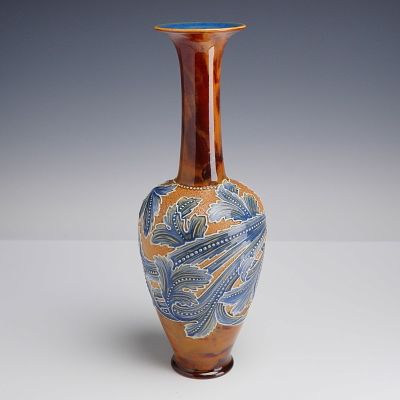 Doulton Lambeth Slaters Chine Stoneware Bottle Vase. This Doulton Lambeth stoneware vase 