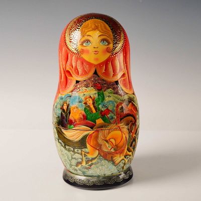 Fine Art Matryoshka Doll by E. Dobrokhoche, Russian. A single, large wooden Matryoshka doll 