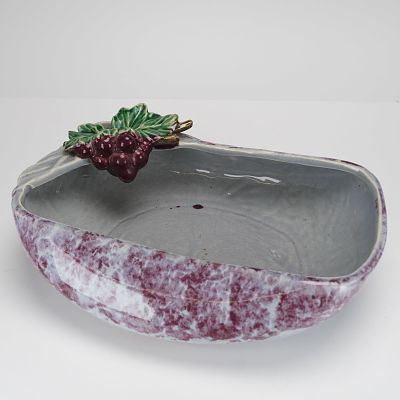 McCoy Brocade Splatter Centerpiece Bowl Planter. A single elongated, asymmetrical ceramic 