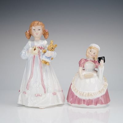 2pc Royal Doulton Figurines, Bunny's Bedtime HN 5231 and Cookie HN 2218. The first figurine 