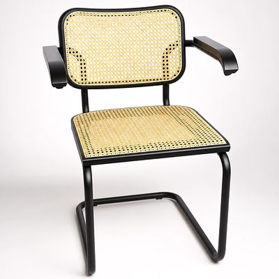 Knoll Cesca Collection Dining Armchair with Ebonized Beech Wood Finish. This dining armchair is 