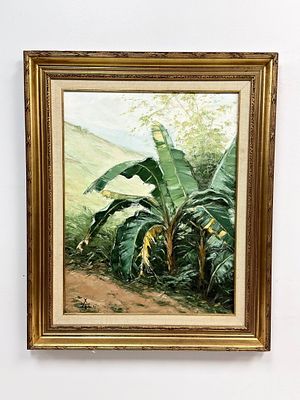 Los Cambures, Oil on Canvas, 1982. An oil painting on stretched canvas , titled Los Cambures and 