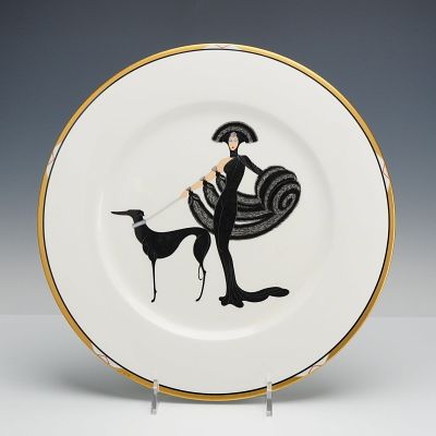 Erte Bone China Plate, Symphony in Black. This is a decorative bone china cabinet plate 