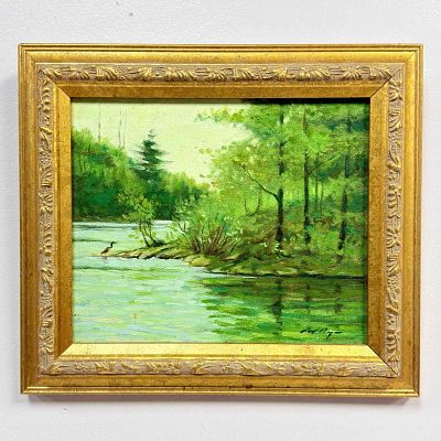 Michael Ringer (American), Spring Greens, Original Oil on Canvas. This original oil on canvas 