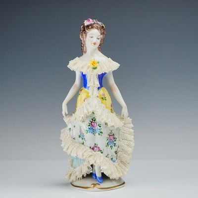 Volkstedt Dresden Porcelain Lace Figurine. Delicate Volkstedt Dresden porcelain lace figurine 