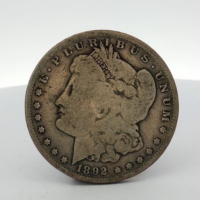 1892-S US Morgan Silver Dollar. This US Morgan dollar was struck in 1892 at the San Francisco 