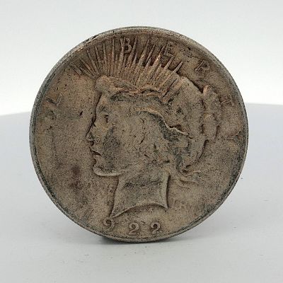 1922 US Peace Silver Dollar. 1922 US Peace silver dollar struck at the Philadelphia Mint. This 