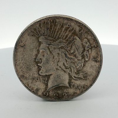 1922 US Peace Silver Dollar. A 1922 United States Peace silver dollar, struck at the 