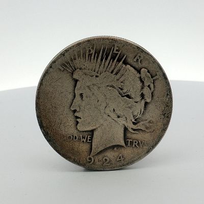 1924 US Peace Silver Dollar. This 1924 US Peace silver dollar was struck at the Philadelphia 