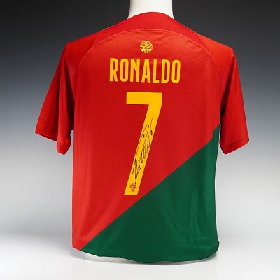 Cristiano Ronaldo Autographed Portugal National Team 2022-23 Nike Replica Home Jersey with The. T 