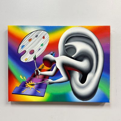 Mark Kostabi (American, b. 1960), Synesthetic Serenade, 2023, Oil on Canvas. This original oil 