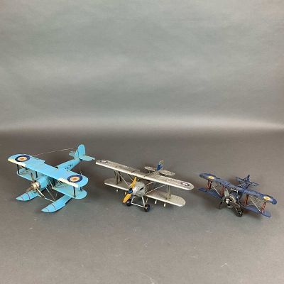 3pc Metal British Airforce Style Biplane Aircraft Models. This collection consists of three 