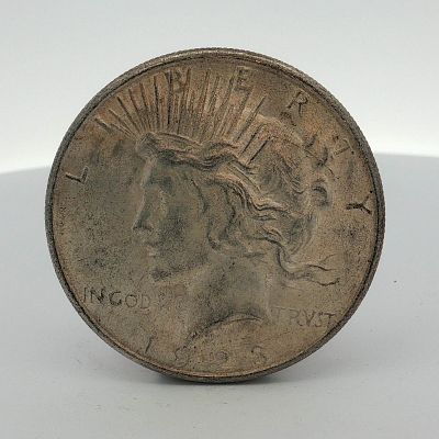 1923 US Silver Peace Dollar. 1923 US silver Peace Dollar struck at the Philadelphia Mint. This 