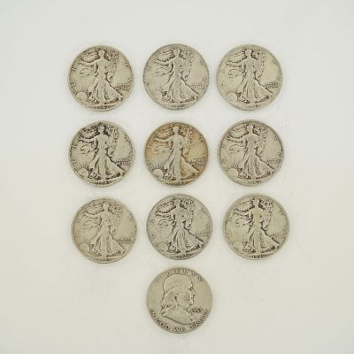 A Collection of US 90% Silver Mixed Date Bag of Half Dollars. A collection of US 90% silver half 