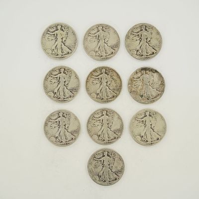 A Collection of US 90% Silver Walking Liberty Half Dollars. This collection of US 90% silver 