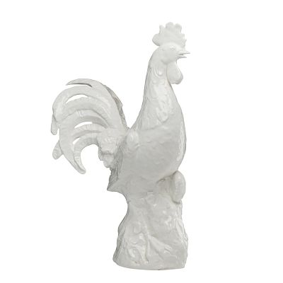 Wedgwood Bone China White Glazed Rooster Sculpture. A large white glazed bone china figurine of 