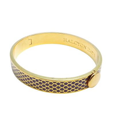 Halcyon Days Gold-Plated Salamander Enamel Hinged Bangle Bracelet. This designer hinged bangle 