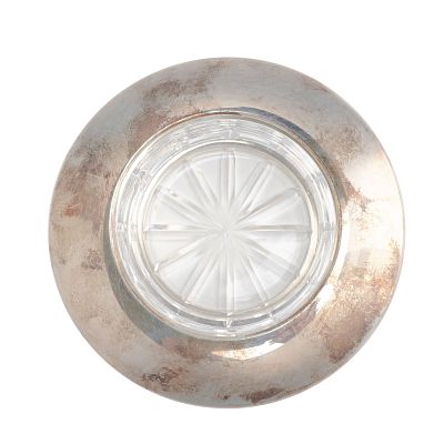 Saint Hilaire Silver Plated and Crystal Caviar Presentoir. Modern polished silver-plated ring 