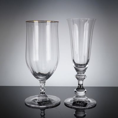 2pc Mikasa Crystal Iced Tea and Champgane Glasses. A group of Mikasa crystal stemware items 