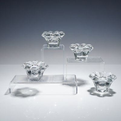 4pc Heisey Glass Crystolite Candle Holder. A set of four clear crystal candle holders from 