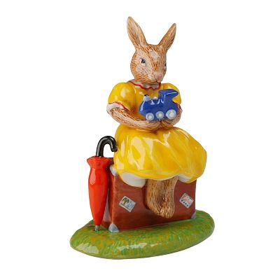 Royal Doulton Bunnykins Prototype Figurine, Sitting on a Suitcase. Royal Doulton Prototype 