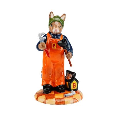 Royal Doulton Prototype Plumber Bunnykins. Excellent prototype of a rabbit plumber in dirty 