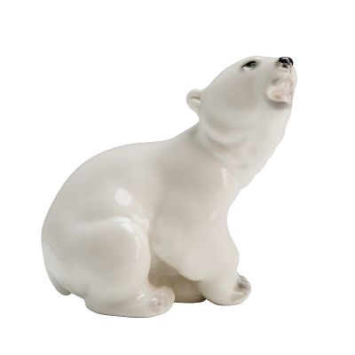 Lomonosov Porcelain Figurine of a Polar Bear Cub. A porcelain figurine attributed to the 